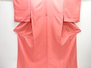 草花模様織り出し単衣色無地着物